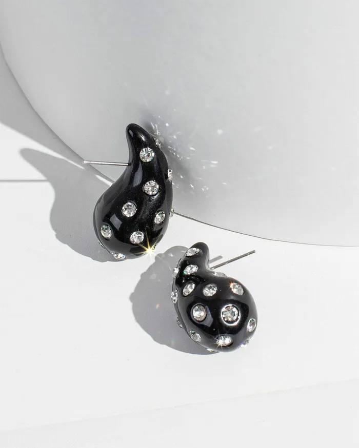 Colette By Colette Hayman Statement Earrings Black Crystal Studded Tear Drop Earrings 8211 Jewellery Colette By Colette Hayman Statement Earrings Black Crystal Studded Tear Drop Earrings 8211 Jewellery