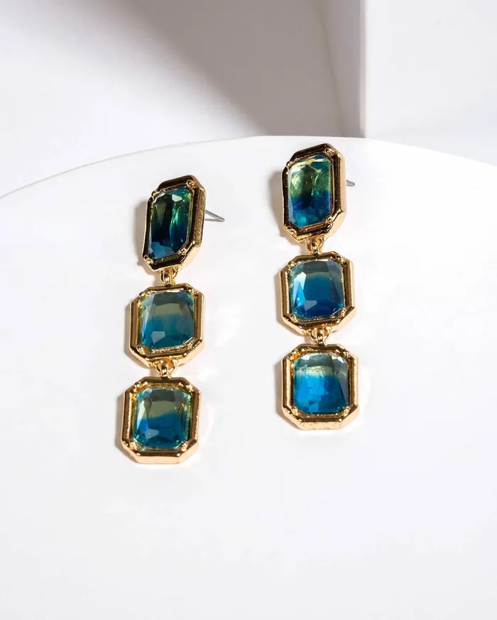 Colette By Colette Hayman Statement Earrings Blue Triple Rectangle Crystal Drop Earrings 8211 Jewellery Colette By Colette Hayman Statement Earrings Blue Triple Rectangle Crystal Drop Earrings 8211 Jewellery