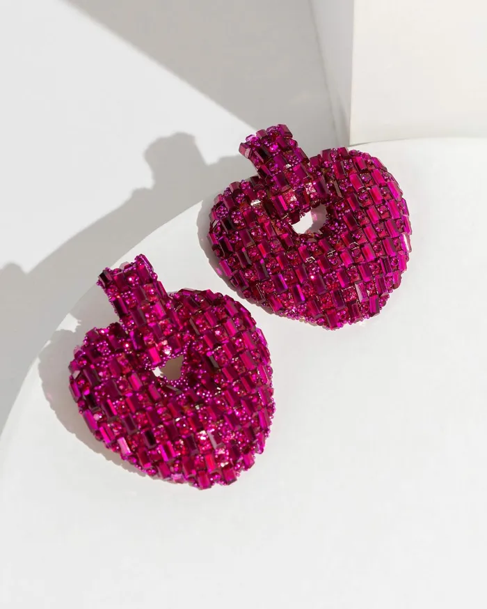 Colette By Colette Hayman Statement Earrings Pink Crystal Heart Earrings 8211 Jewellery