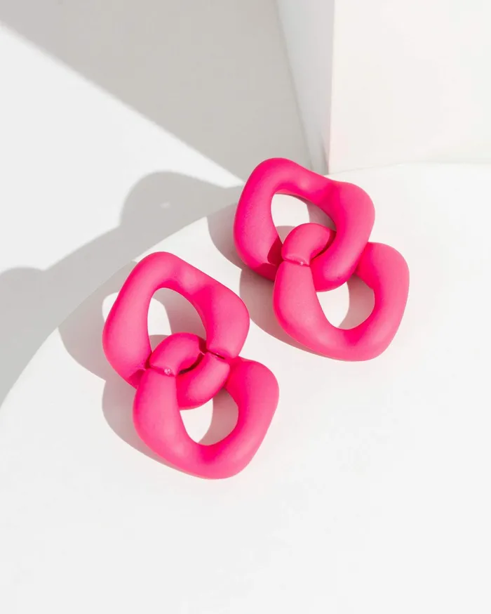 Colette By Colette Hayman Statement Earrings Pink Double Square Chain Earrings 8211 Jewellery Colette By Colette Hayman Statement Earrings Pink Double Square Chain Earrings 8211 Jewellery
