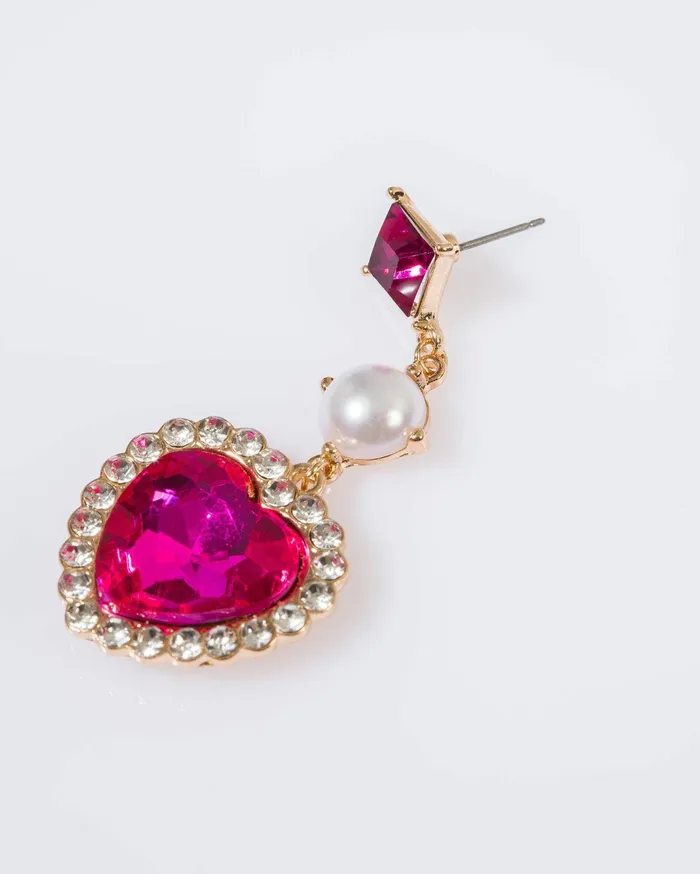 Colette By Colette Hayman Statement Earrings Pink Large Heart Crystal Earrings 8211 Jewellery