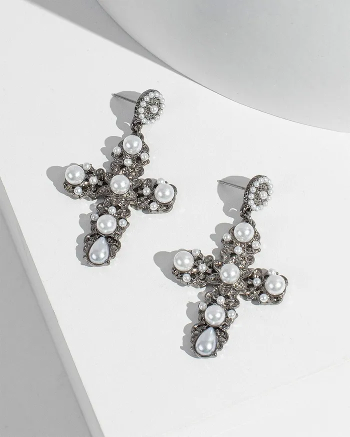 Colette By Colette Hayman Statement Earrings White Filigree Cross Earrings 8211 Jewellery Colette By Colette Hayman Statement Earrings White Filigree Cross Earrings 8211 Jewellery