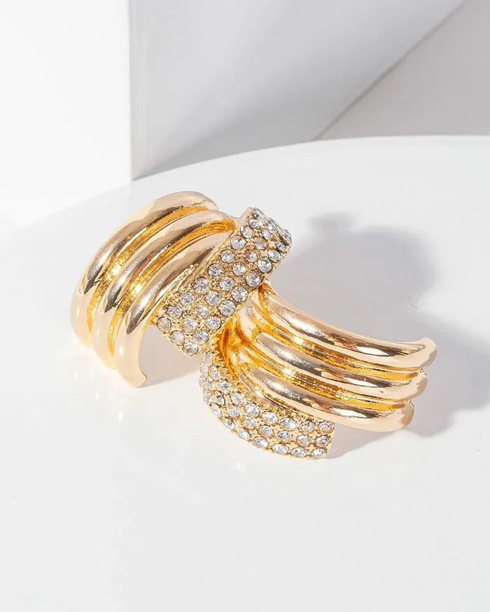 Colette By Colette Hayman Stud Gold Pave Cross Over Stud Earrings 8211 Jewellery