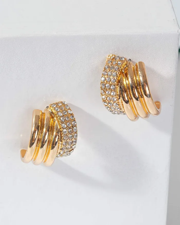 Colette By Colette Hayman Stud Gold Pave Cross Over Stud Earrings 8211 Jewellery