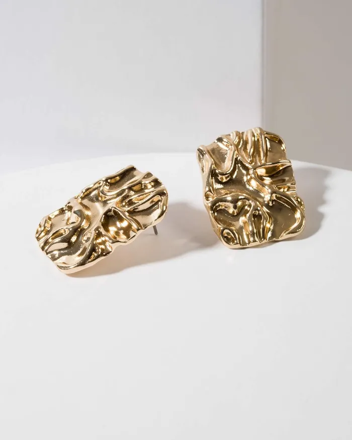 Colette By Colette Hayman Stud Gold Textured Square Large Stud Earrings 8211 Jewellery
