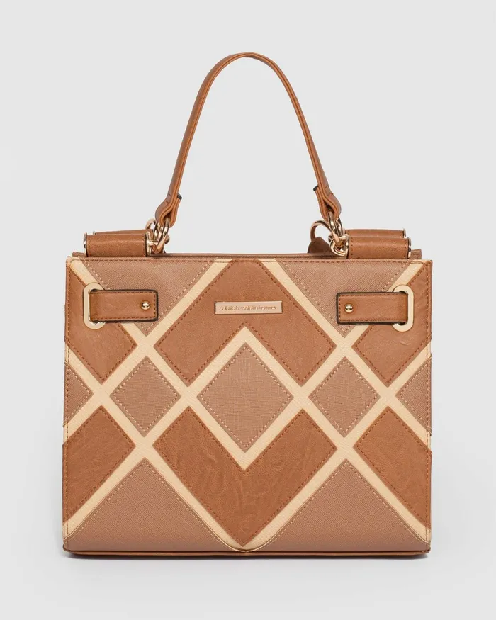 Colette By Colette Hayman Tan Stephanie Diamond Square Tote Bag Online Bags Work Bags