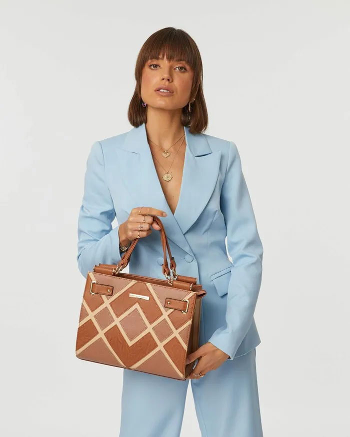 Colette By Colette Hayman Tan Stephanie Diamond Square Tote Bag Online Bags Work Bags