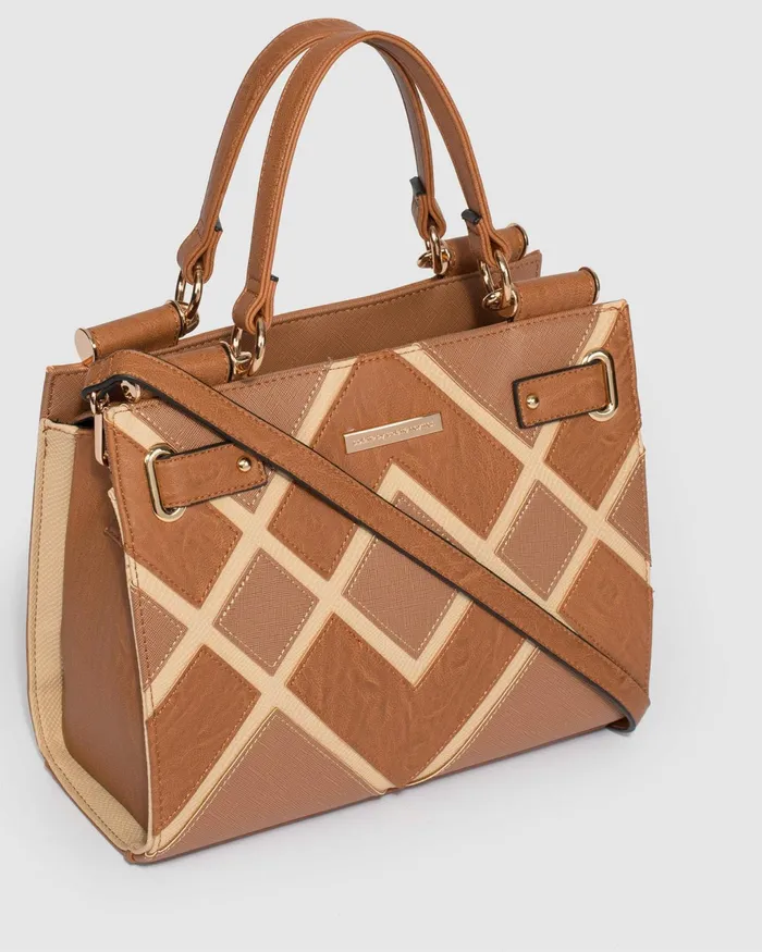 Colette By Colette Hayman Tan Stephanie Diamond Square Tote Bag Online Bags Work Bags