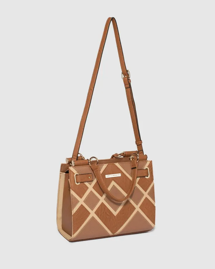 Colette By Colette Hayman Tan Stephanie Diamond Square Tote Bag Online Bags Work Bags