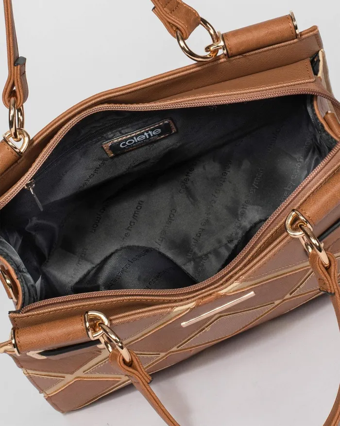 Colette By Colette Hayman Tan Stephanie Diamond Square Tote Bag Online Bags Work Bags