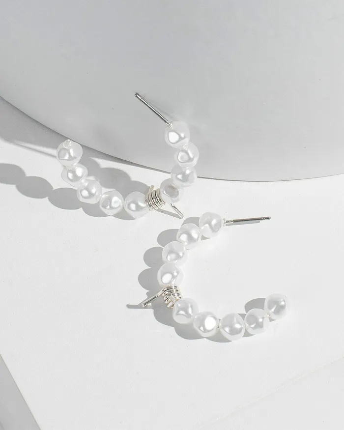 Colette By Colette Hayman White Pearl Barbed Wire Hoop Earrings Jewellery Statement Earrings Colette By Colette Hayman White Pearl Barbed Wire Hoop Earrings Jewellery Statement Earrings