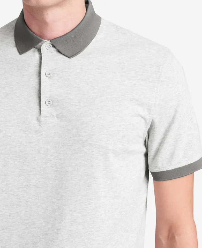 Colorblock Collar Solid Short Sleeve Polo Heather Grey Men Kenneth Cole Polos and TShirts Colorblock Collar Solid Short Sleeve Polo Heather Grey Men Kenneth Cole Polos and TShirts