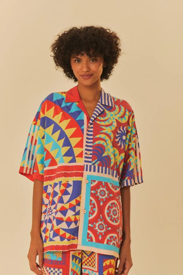 Crop Tops Women FARM Rio Adidas Farm Solar Kaleidoscope Blue Top