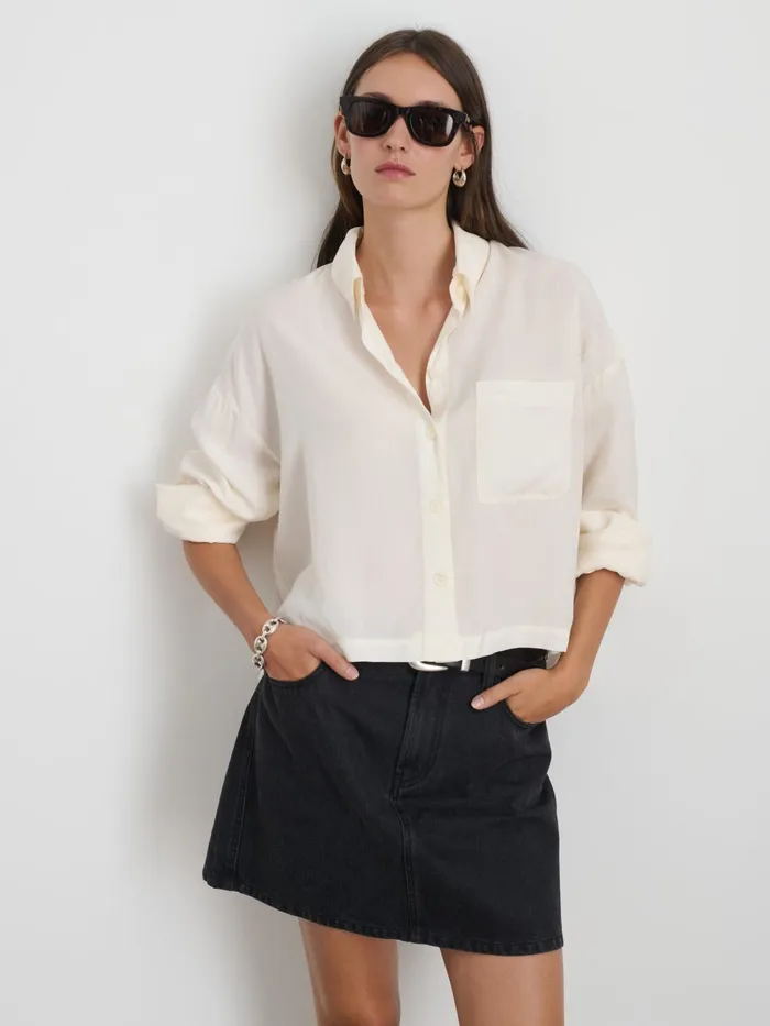 Cropped Gemma Shirt Ivory Women Alex Mill Shirts Tops
