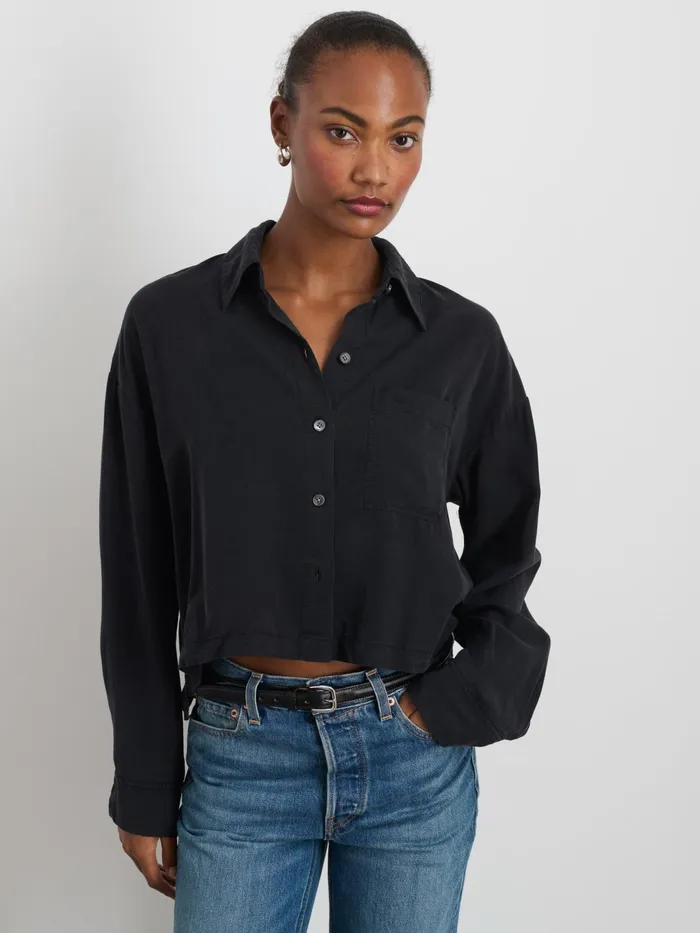 Cropped Gemma Shirt Rich Black Women Alex Mill Shirts Tops