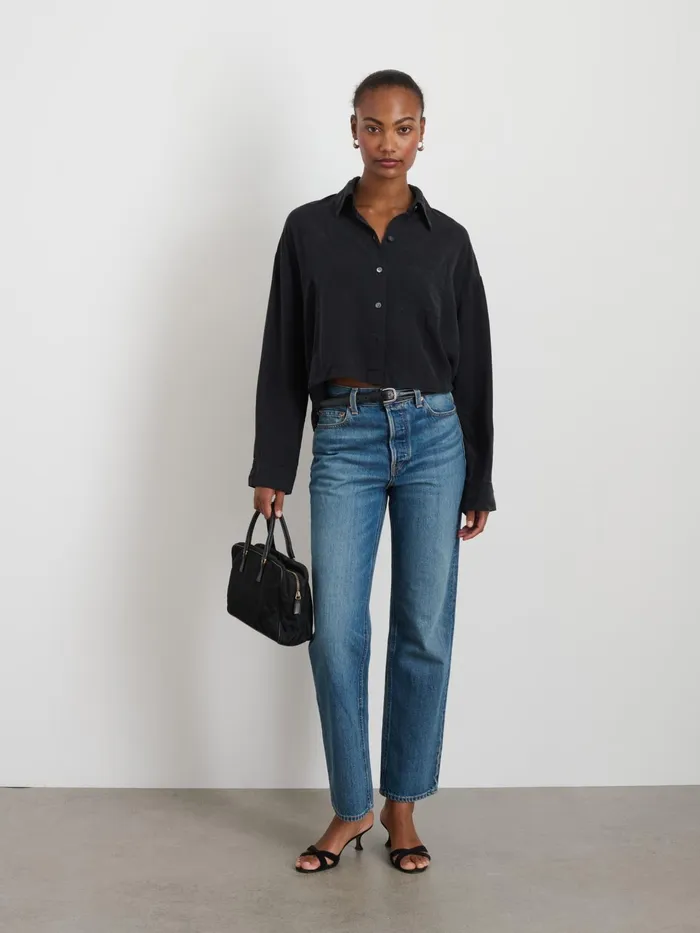 Cropped Gemma Shirt Rich Black Women Alex Mill Shirts Tops