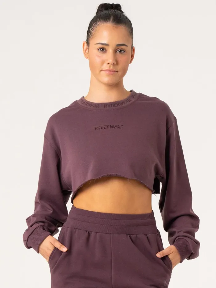 Cropped Sweater 8211 Plum Women Ryderwear Tops