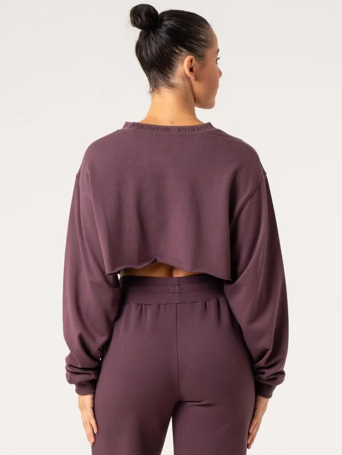 Cropped Sweater 8211 Plum Women Ryderwear Tops Cropped Sweater 8211 Plum Women Ryderwear Tops