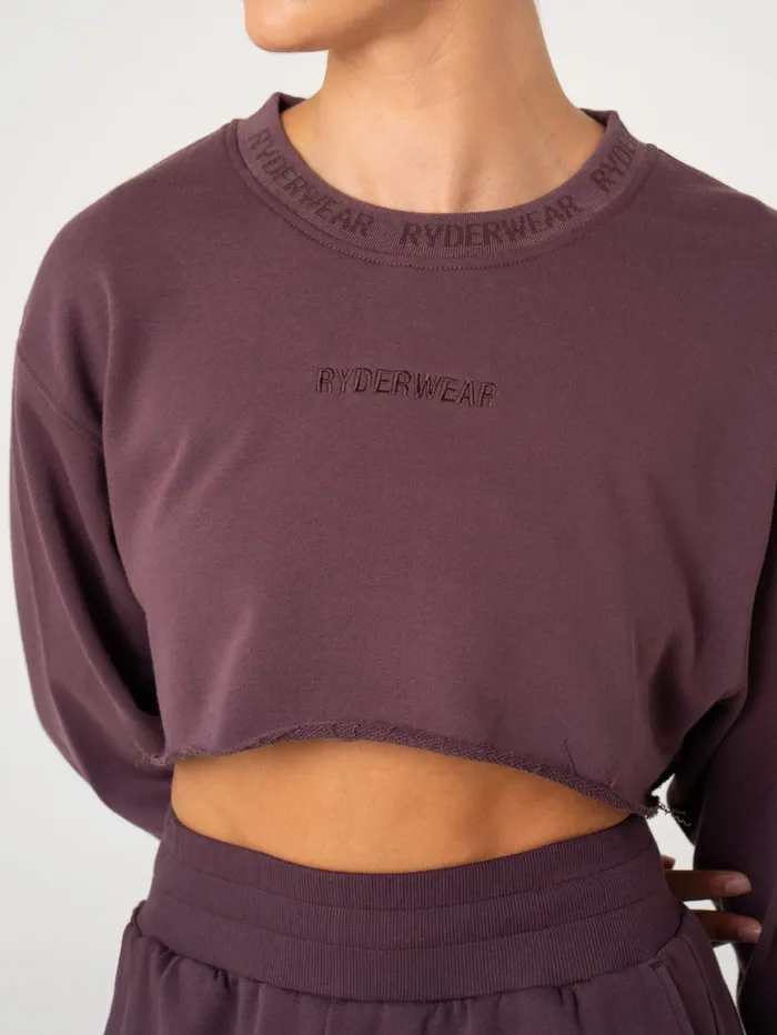 Cropped Sweater 8211 Plum Women Ryderwear Tops Cropped Sweater 8211 Plum Women Ryderwear Tops