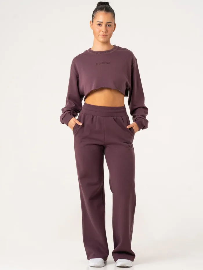 Cropped Sweater 8211 Plum Women Ryderwear Tops Cropped Sweater 8211 Plum Women Ryderwear Tops