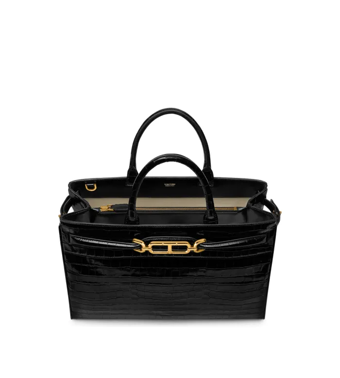 Cross Body Bags Women TOM FORD PRINTED CROC LEATHER WHITNEY LARGE TOP HANDLE Black Cross Body Bags Women TOM FORD PRINTED CROC LEATHER WHITNEY LARGE TOP HANDLE Black