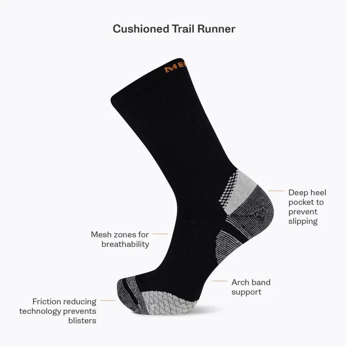 Cushion Trail Runner Crew Sock Light Yellow MenWomen Merrell Socks