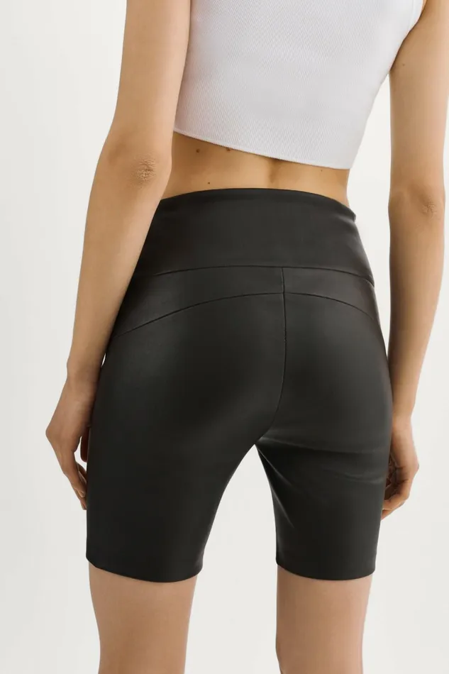 Dari Leather Biker Shorts Black Women Lamarque PANTS