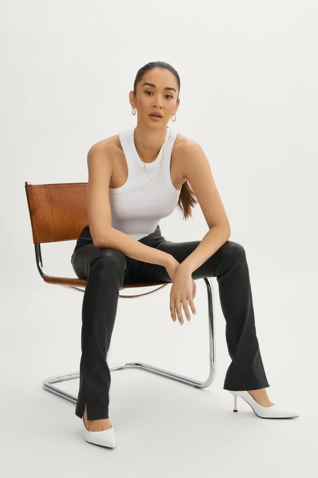 Dawn Stretch Leather Pants Black Women Lamarque PANTS