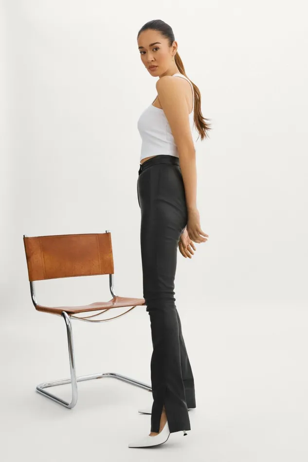 Dawn Stretch Leather Pants Black Women Lamarque PANTS