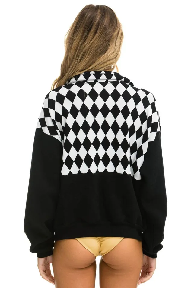DIAMOND SMILEY 2 EMBROIDERY FLEECE HALF ZIP SWEATSHIRT 8211 BLACK WHITE Men Aviator Nation Sweatshirts