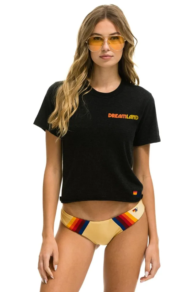DREAMLAND LOGO BOYFRIEND TEE BLACK Women Aviator Nation Boyfriend Tees