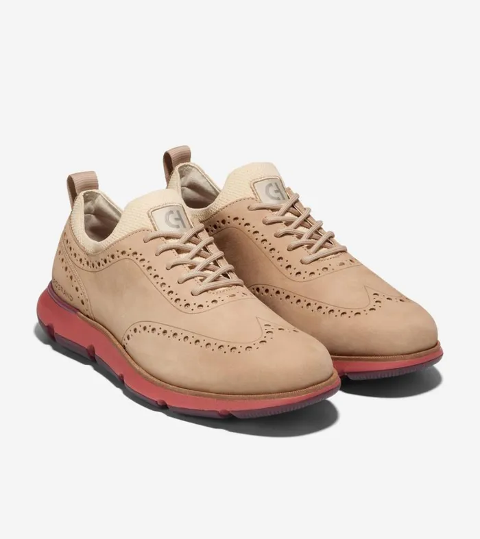 Dress Shoes Men Cole Haan 4ZERGRAND Oxford Sesame Nubucksyrahcinnabar