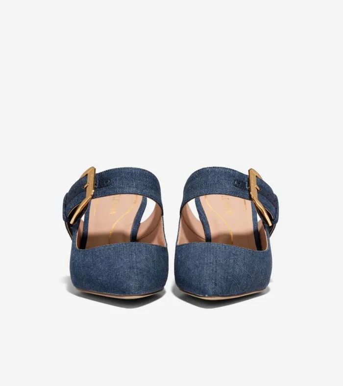 Dress Shoes Women Cole Haan Vandam Heeled Buckle Mule Denim