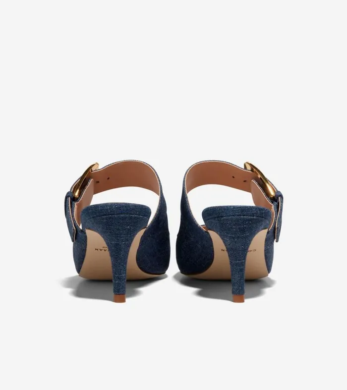 Dress Shoes Women Cole Haan Vandam Heeled Buckle Mule Denim