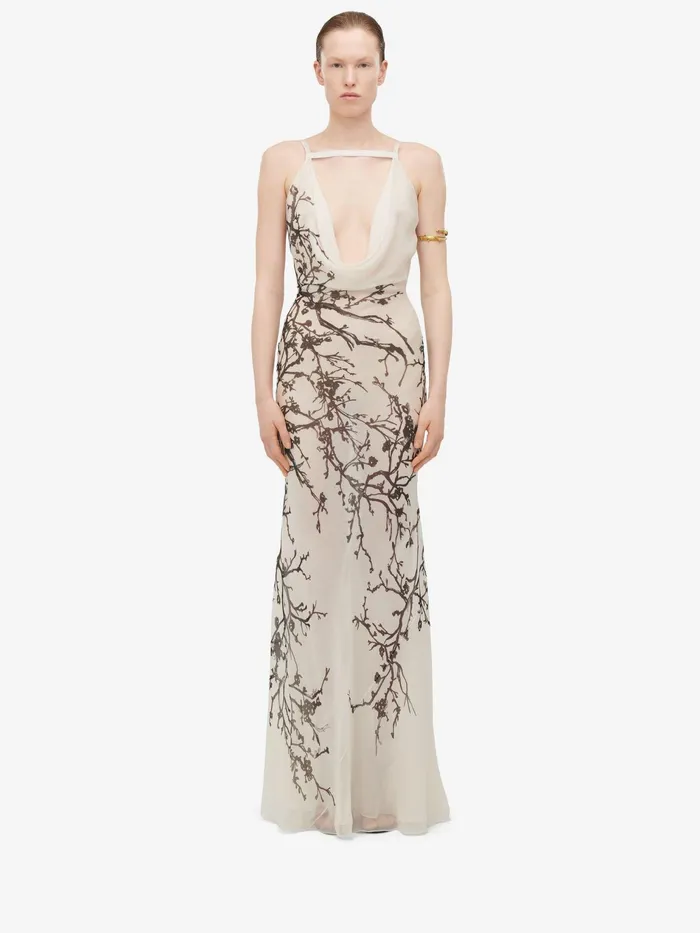 Dresses Women Alexander McQueen Cherry Branches Evening Dress Calico