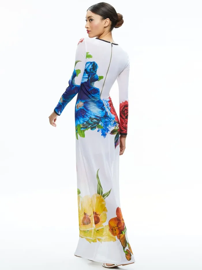 Dresses Women Alice Olivia Delora Long Sleeve Crew Neck Maxi Dress Le Parisien