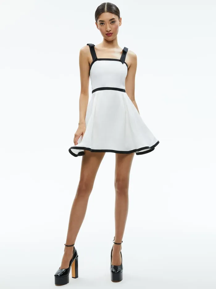 Dresses Women Alice Olivia Eloisa Tie Shoulder Mini Dress Off Whiteblack