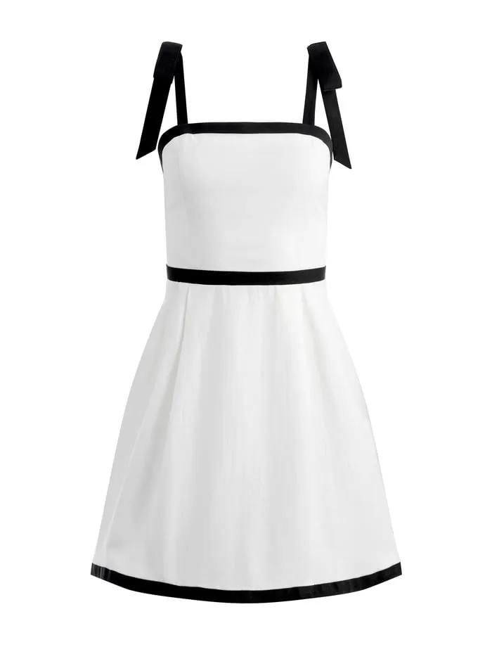 Dresses Women Alice Olivia Eloisa Tie Shoulder Mini Dress Off Whiteblack