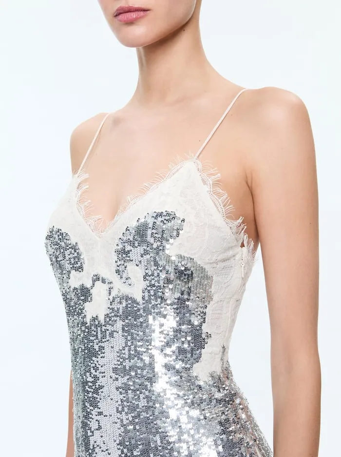 Dresses Women Alice Olivia Harley Sequin Mini Dress Pale Silvervanilla