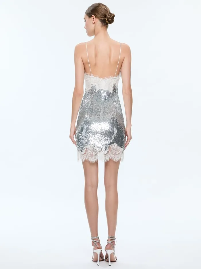 Dresses Women Alice Olivia Harley Sequin Mini Dress Pale Silvervanilla