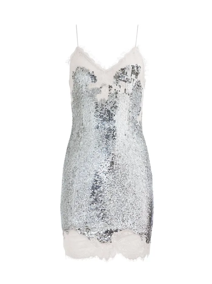 Dresses Women Alice Olivia Harley Sequin Mini Dress Pale Silvervanilla