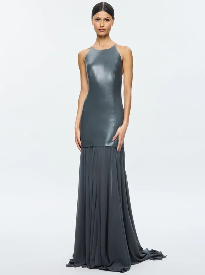 Dresses Women Alice Olivia Hiroko Open Back Gown Charcoal