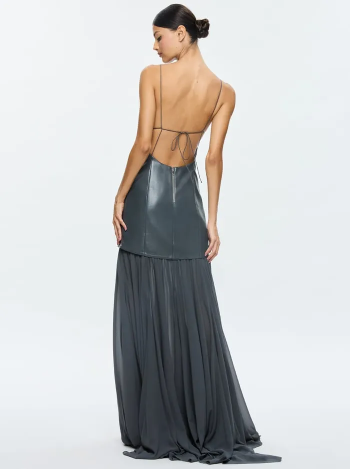 Dresses Women Alice Olivia Hiroko Open Back Gown Charcoal