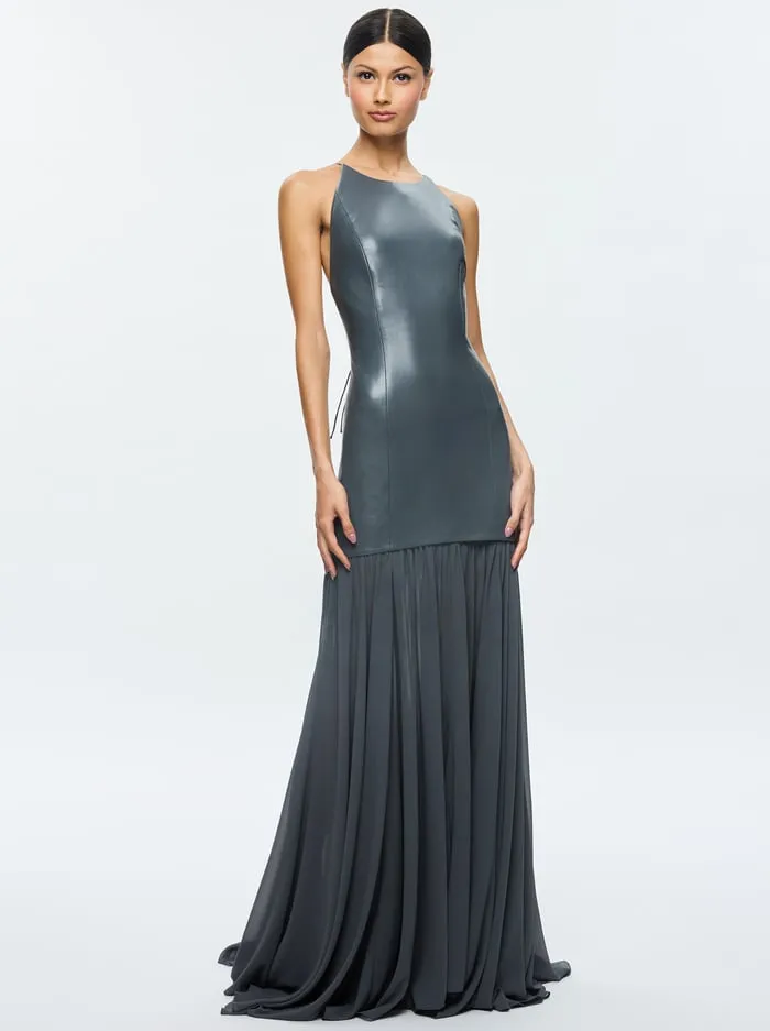 Dresses Women Alice Olivia Hiroko Open Back Gown Charcoal