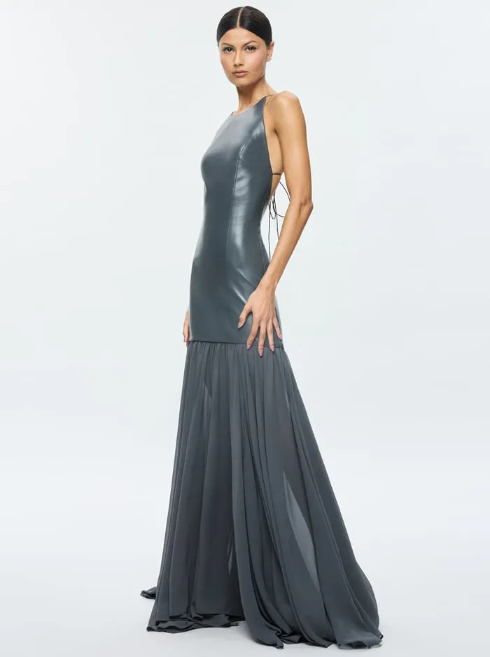 Dresses Women Alice Olivia Hiroko Open Back Gown Charcoal
