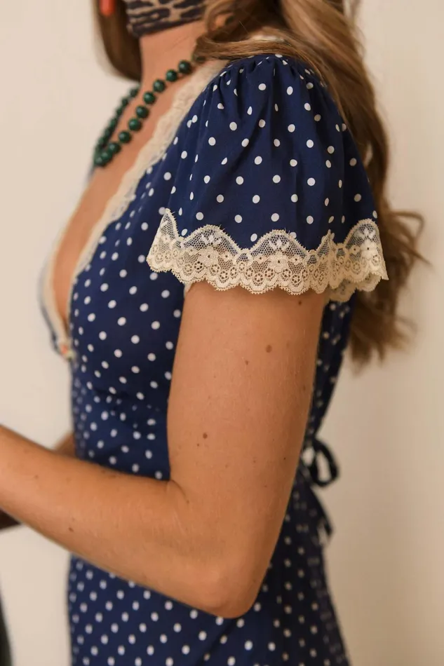 Dresses Women RIXO Clarice Polka Dot Navy Dresses Women RIXO Clarice Polka Dot Navy