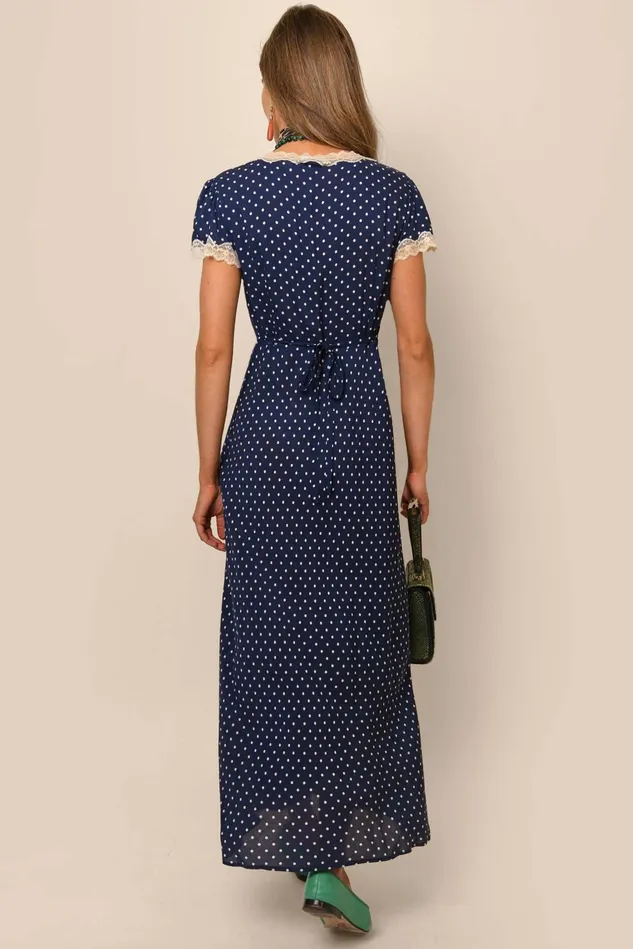 Dresses Women RIXO Clarice Polka Dot Navy Dresses Women RIXO Clarice Polka Dot Navy
