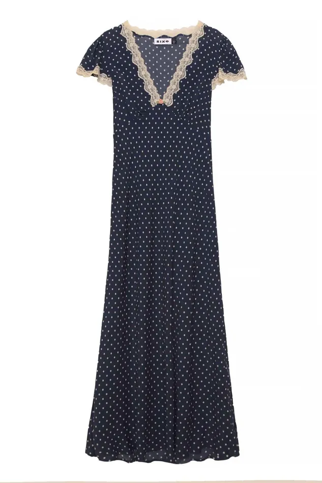 Dresses Women RIXO Clarice Polka Dot Navy Dresses Women RIXO Clarice Polka Dot Navy