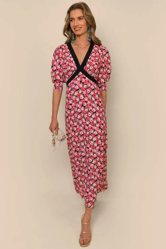Dresses Women RIXO Deanna Pink English Rose Mix