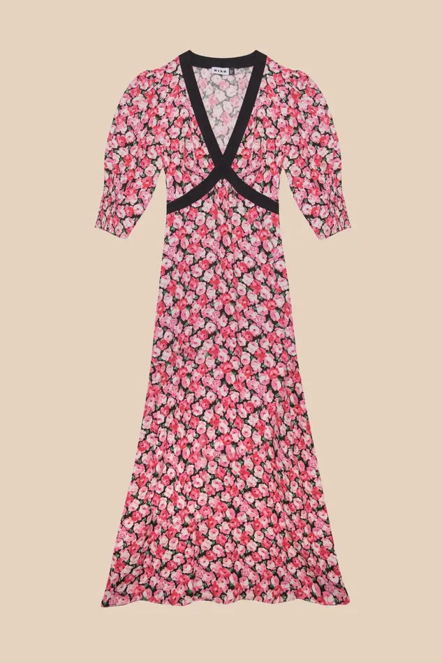 Dresses Women RIXO Deanna Pink English Rose Mix Dresses Women RIXO Deanna Pink English Rose Mix